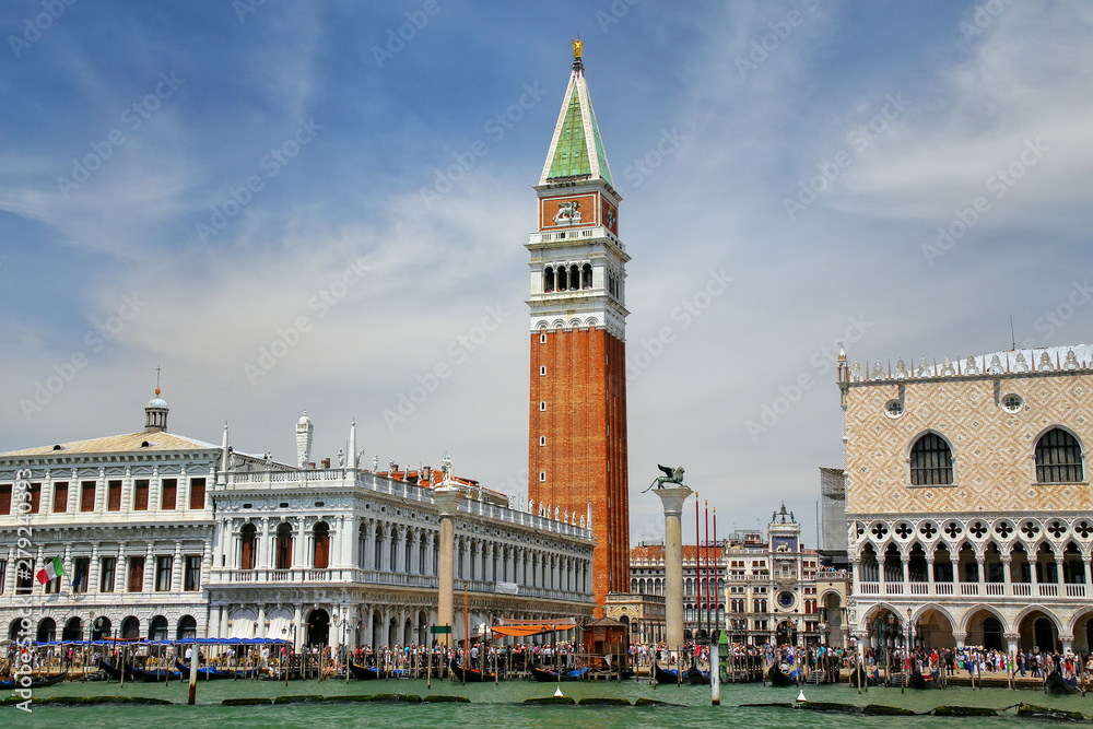 View of Piazza San Marco with Campanile, Palazzo Ducale and Biblioteca in Venice, Italy