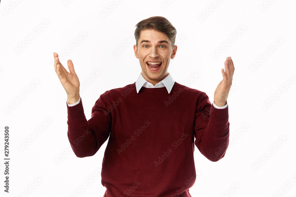 happy man with arms raised happy man with arms raised