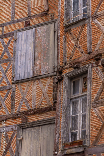Typical timber-framed (columbage) of Agen historic buildings architecture