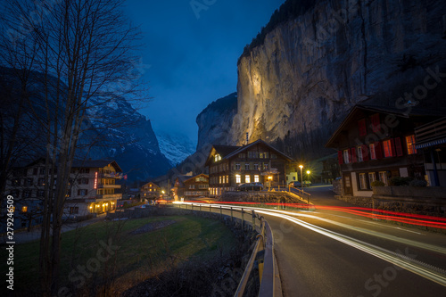 Lauterbrunnen village at night, Switzerland