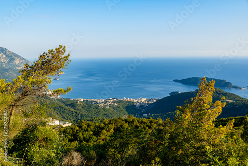 A view of the nearby sea framed by montenegro