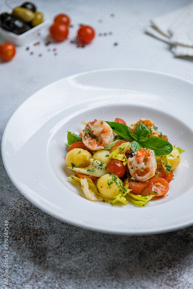 salad with vegetables and tiger prawns salad with vegetables and tiger prawns