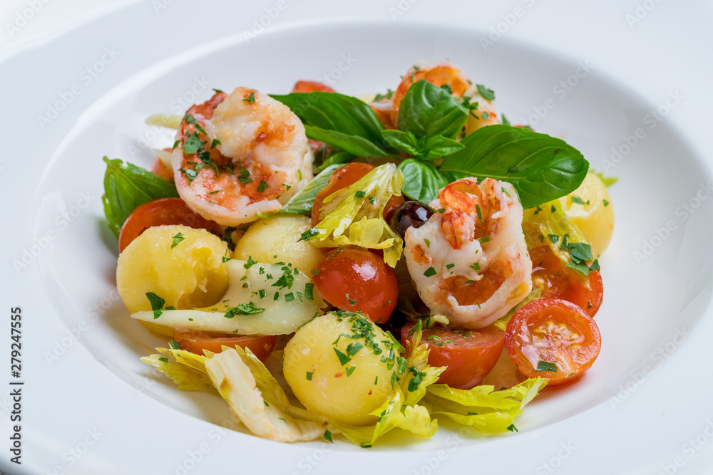salad with vegetables and tiger prawns salad with vegetables and tiger prawns