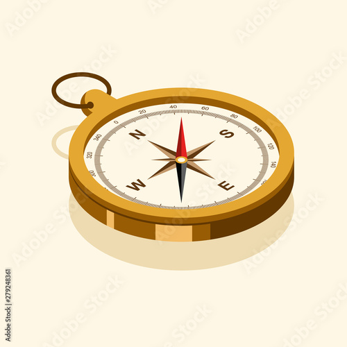 Classic vintage retro compass isometric style