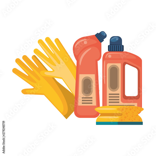 Set of cleaning equipment and products
