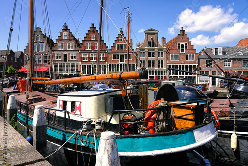 Ancient buildings by the Hoofdtooren in Hoorn, Netherlands photo