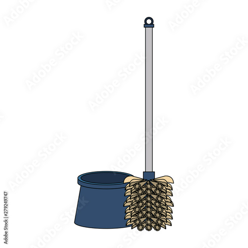 Cleaning toilet brush with pad isolated symbol