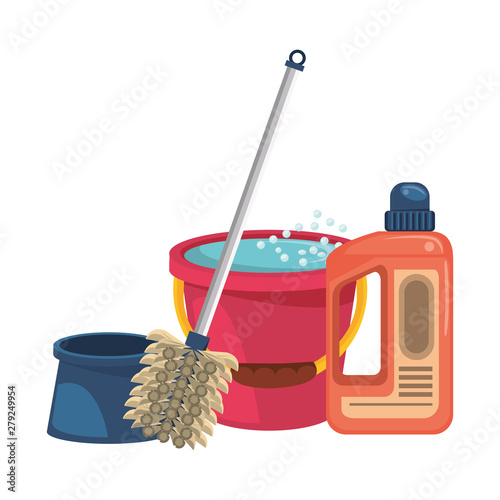 Set of cleaning equipment and products
