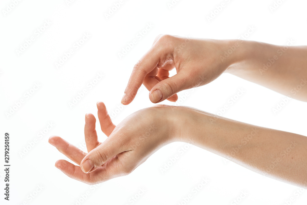 female hands isolated on white background