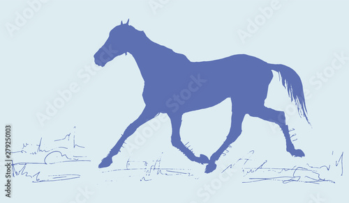 isolated colored horse silhouette  on colored background 