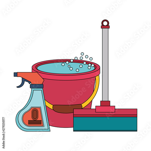 Set of cleaning equipment and products