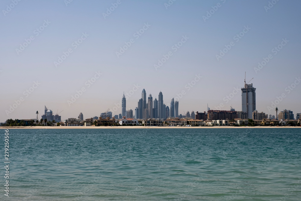 Dubai Marina in a may day. Dubai, United Arab Emirates
