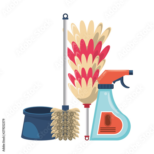 Set of cleaning equipment and products