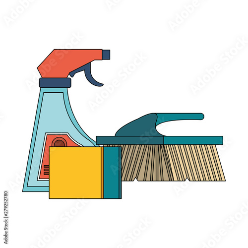 Set of cleaning equipment and products