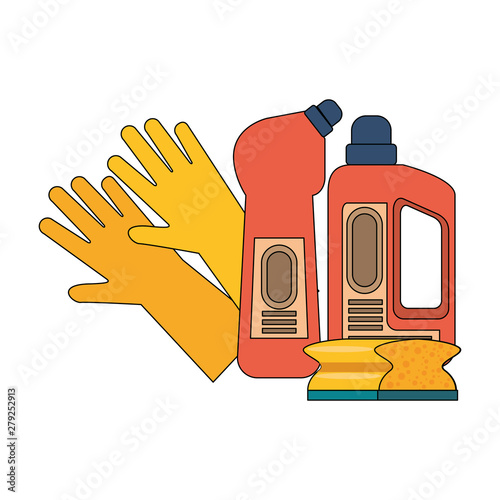 Set of cleaning equipment and products