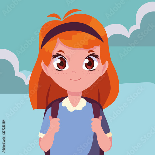 school girl with bag in the outdoors