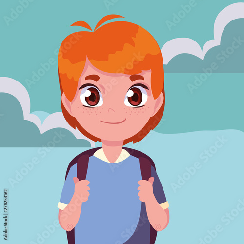 school boy with bag in the outdoors