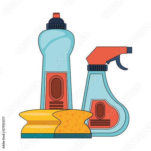 Set of cleaning equipment and products