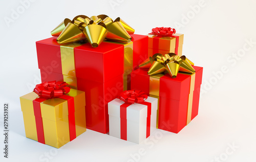 Gift box on white background illustration 3d rendering, Christmas, New Year