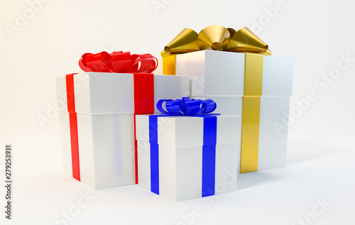 Gift box on white background illustration 3d rendering, Christmas, New Year