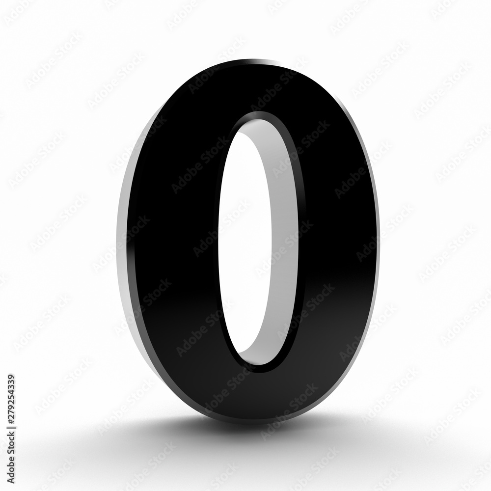 Number 0 black color collection on white background illustration 3D rendering Number 0 black color collection on white background illustration 3D rendering