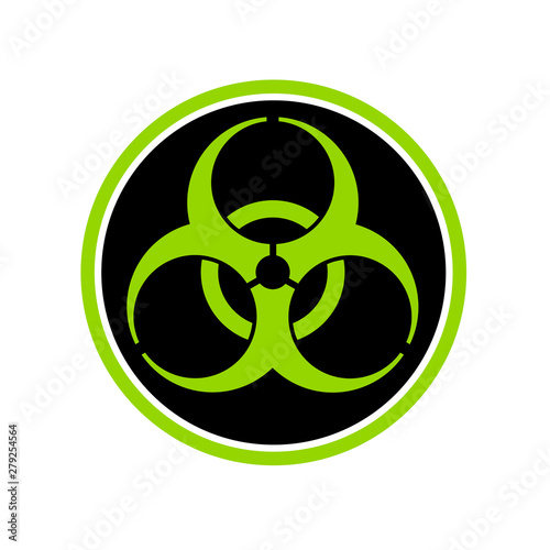 Icon retro style illustration of a biological hazard or biohazard symbol on black circle on isolated background.