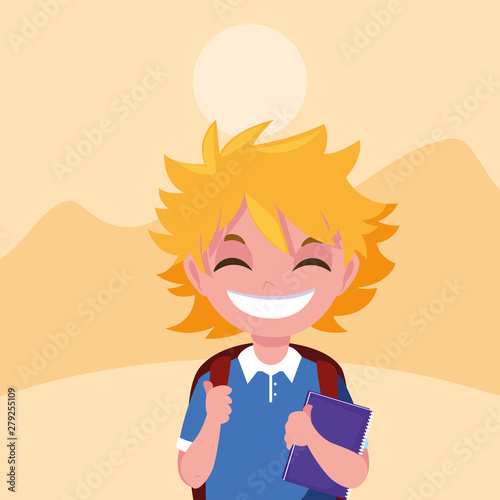 school boy with bag in the outdoors