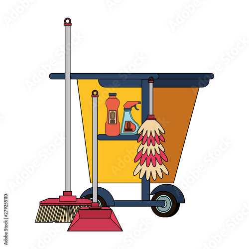 Set of cleaning equipment and products