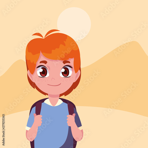 school boy with bag in the outdoors