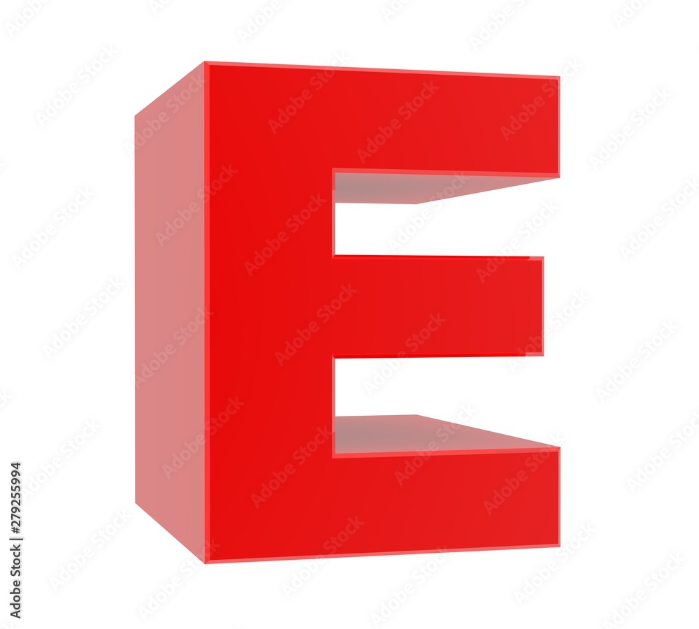 3d red letter E collection on white background 3d red letter E collection on white background