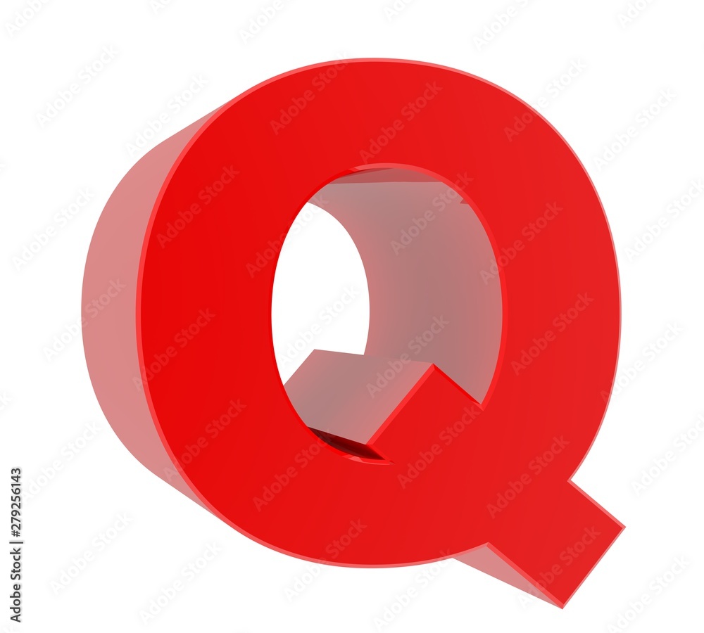 3d red letter Q collection on white background 3d red letter Q collection on white background