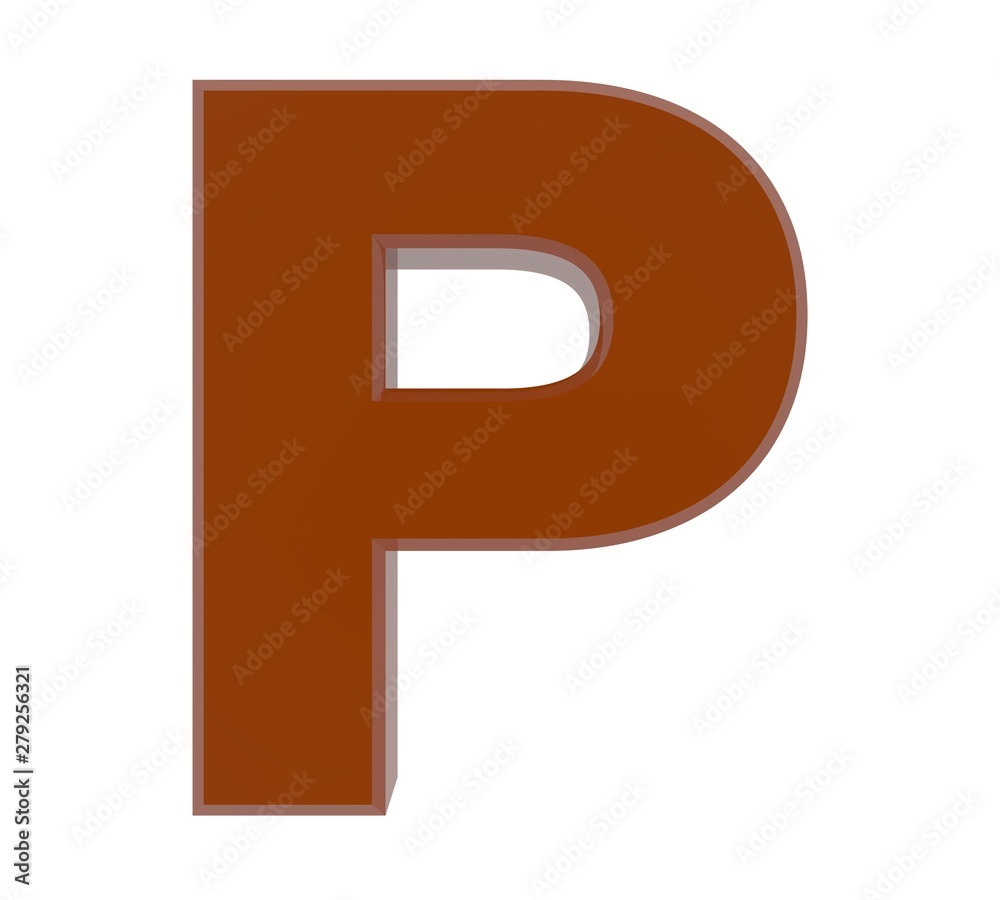3d brown letter P collection on white background 3d brown letter P collection on white background