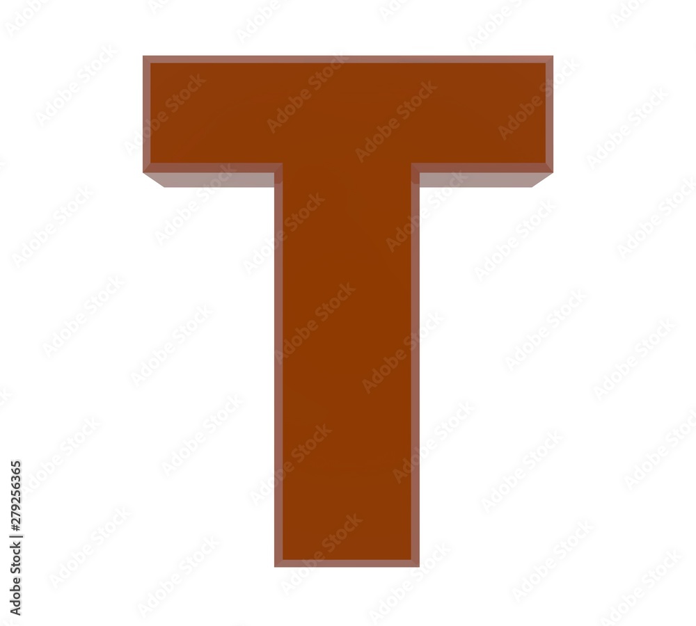 3d brown letter T collection on white background 3d brown letter T collection on white background