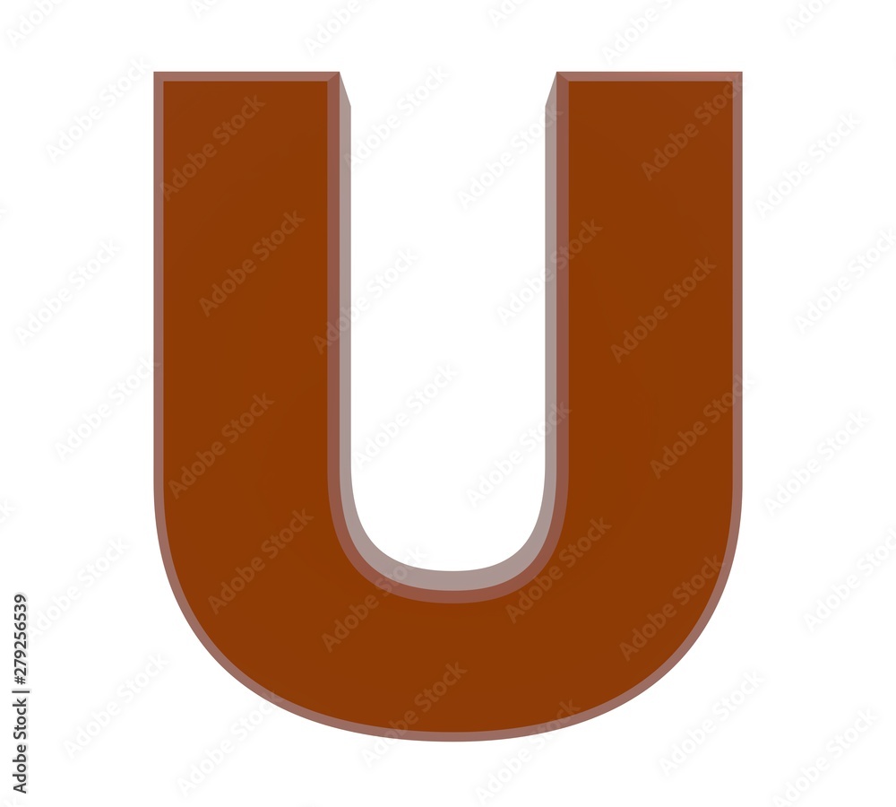 3d brown letter U collection on white background 3d brown letter U collection on white background