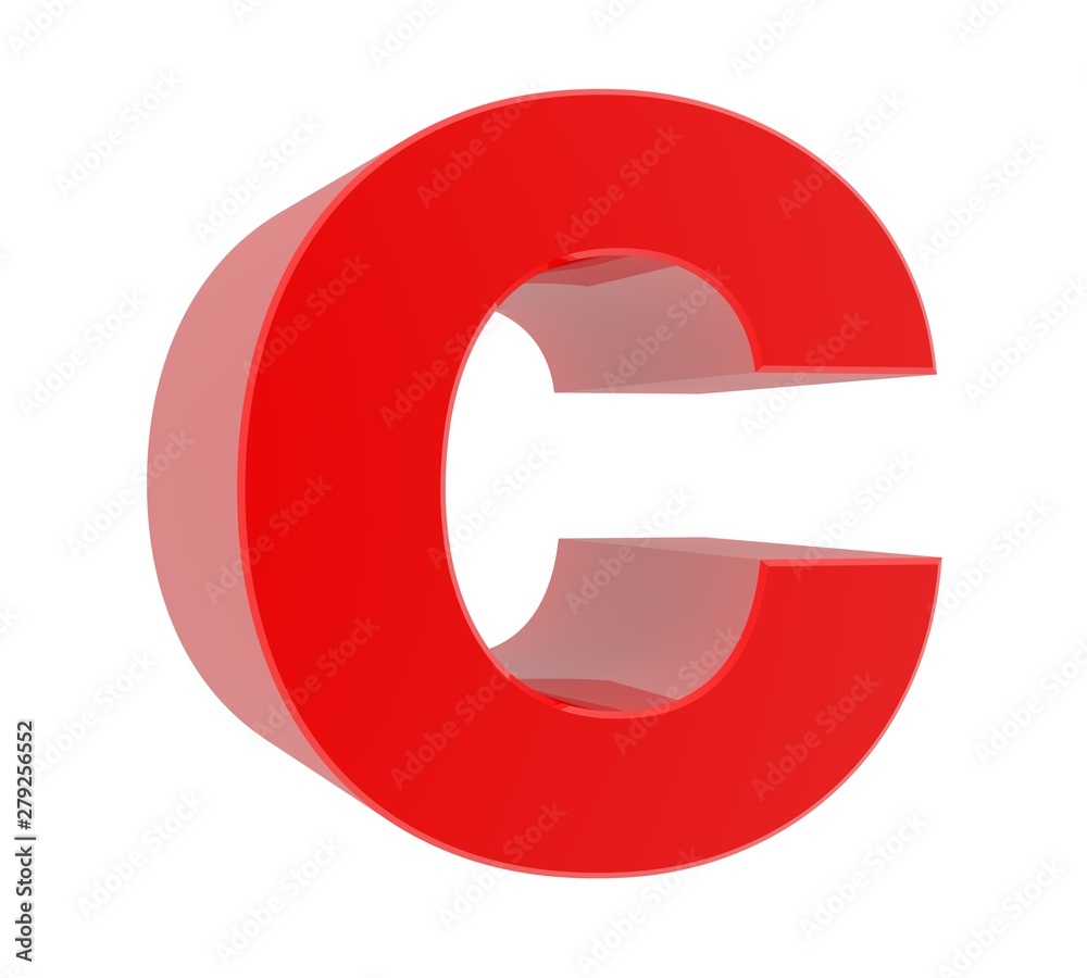 3d red letter C collection on white background 3d red letter C collection on white background