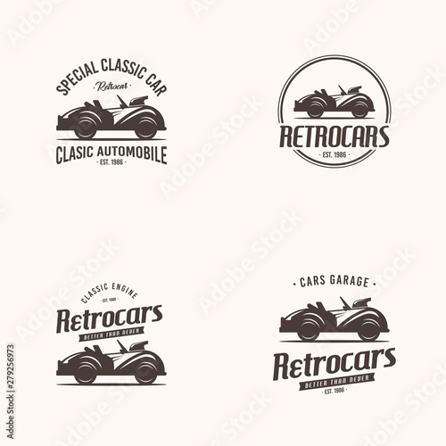 Retro car logo template vector. Vintage automobile logo concept