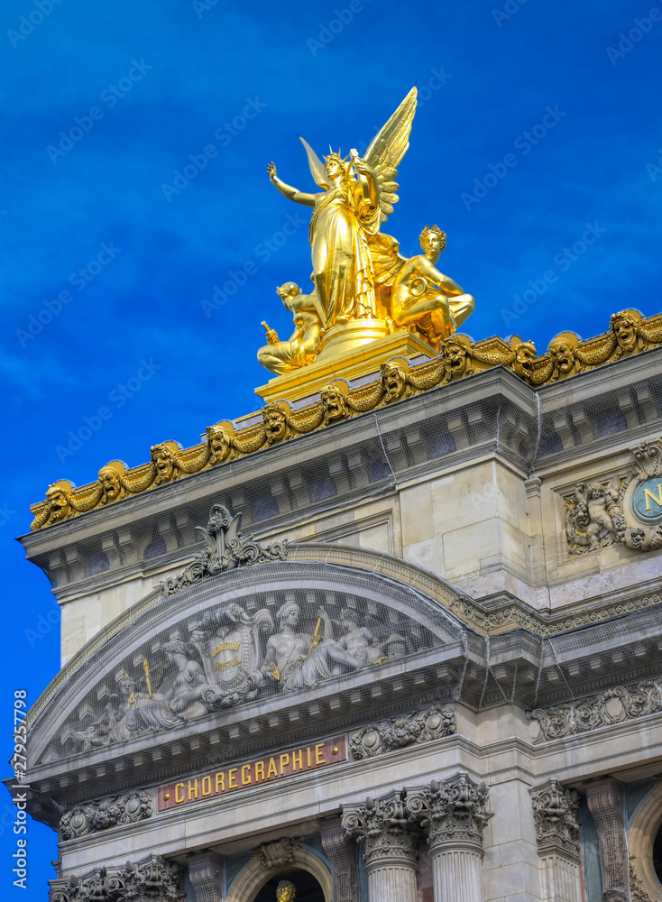 Paris, France - April 21, 2019 - The Palais Garnier is a 1,979-seat opera house, which was built from 1861 to 1875 for the Paris Opera in central Paris, France.