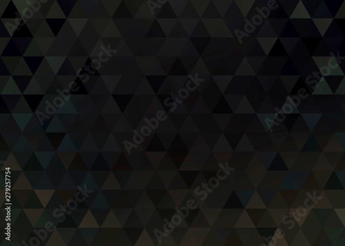 Black hologram triangles background. Dark iridescent mosaic wallpaper.