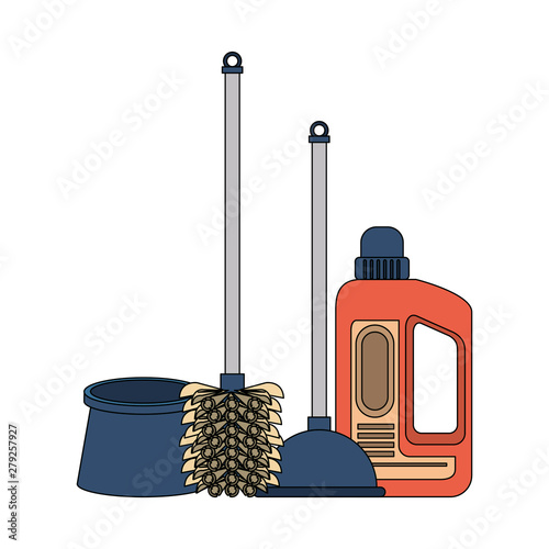 Set of cleaning equipment and products