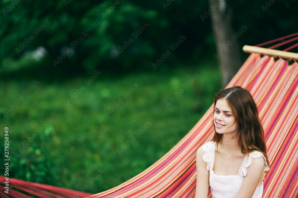 Fototapeta premium young woman with american flag