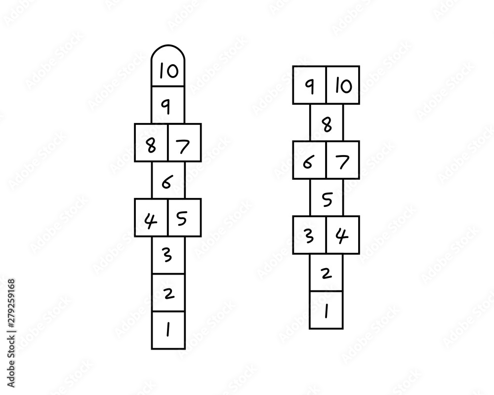 Drawing of two hopscotch courts or games, vector illustration. Drawing of two hopscotch courts or games, vector illustration.