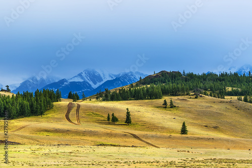 Kurai steppe and the North-Chuya mountain range. mountain Altai