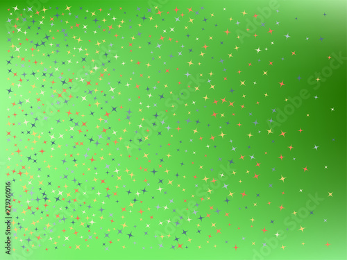 Lime color background. Stars confetti. 