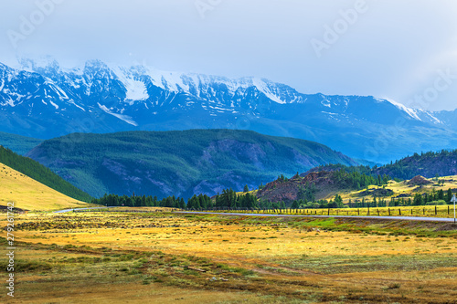 Kurai steppe and the North-Chuya mountain range. Mountain Altai