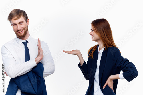 business man and woman shaking hands