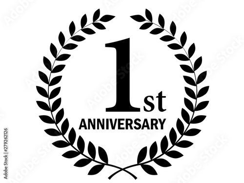 月桂樹をモチーフにしたアニバーサリーのロゴ＿1周年・月桂冠　 1st　Anniversary
