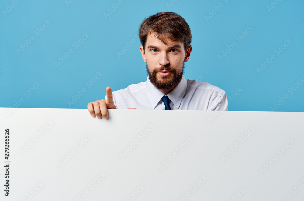 business man holding blank board business man holding blank board