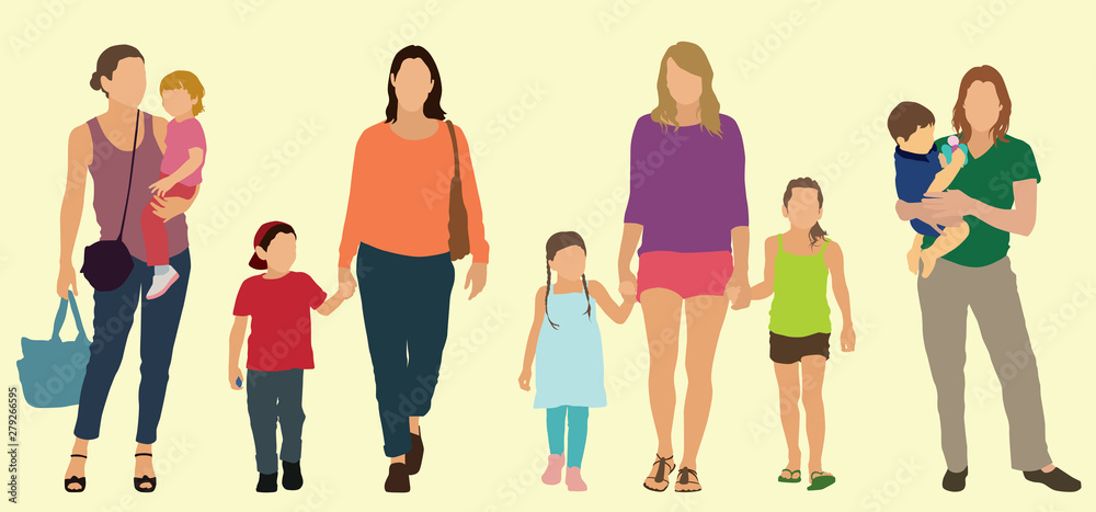 © Ellegant - White Caucasian Mothers with their Children