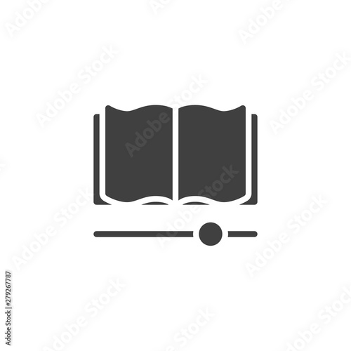 eBook reading vector icon. Audio book filled flat sign for mobile concept and web design. Open book pages and audio player glyph icon. Symbol, logo illustration. Vector graphics