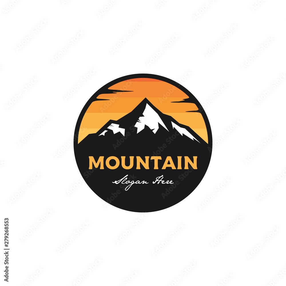 Mountain badge logo design vector illustration